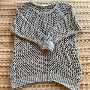 Womens open knit, tunic length sweater